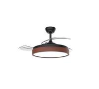 Ventilador de techo Ranta con luz CCT regulable y mando Ø107 3 aspas retráctiles DC Negro