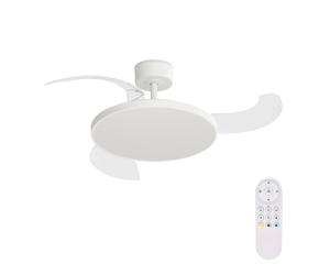 Ventilador de techo retractil con luz dove motor dc 3 aspas 107cm arte confort