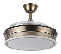 FABRILAMP AKUNADECOR - Ventilador de Techo Dorado Modelo BAYOMO S con Motor DC y 4 Aspas Retráctiles | Luz LED 59W | 3 Tonalidades | 6 Velocidades | Control Remoto | Función Invierno/Verano