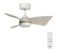 Ventilador de techo Roma (Blanco/Madera, 76 cm, 16 W, Blanco cálido)