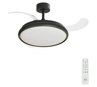 Ventilador de techo Ruvik M (Negro, 107 cm, 25,5 W, Blanco cálido)