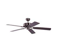 Ventilador de techo sin Luz Potkuri, Color Plata Vieja, 132 cm, Palas reversibles en Caoba y Caoba con Ratán
