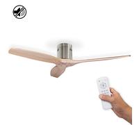 Ventilador de techo sin luz silencioso dc 38w con mando ø132 cm hjm548 hjm marrón 3 aspas de madera |6 velocidades |modo verano/invierno |brisa| temporizador |recomendado de 13 a 20m²
