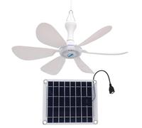Ventilador De Techo Solar Panel Monocristalino Inteligente 10 W con Kit | Ventilador de Techo Solar Exterior 42 cm para Cenador Para Patio Camping Tienda Cenador Ático Dormitorio