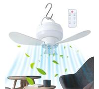 Ventilador de techo USB de 1800 mAh, recargable, 3 velocidades, portátil | Circulador de aire compacto alimentado por pilas, montaje en techo, ventilación para dormitorio, tienda de campaña
