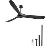 Ventilador de techo VEVOR de 72 pulgadas sin luz, con control remoto de 6 velocidades, 3 aspas de madera, para dormitorios, salones, terrazas, interior/exterior, color
