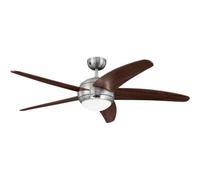 Ventilador de techo Westinghouse Lighting Bendan 72557 de 132 cm con luz única y cinco aspas, acabado en cromo satinado con cristal opalino esmerilado [clase energética G]