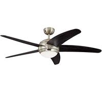 Ventilador de techo Westinghouse Lighting Bendan 72557 de 132 cm con luz única y cinco aspas, acabado en cromo satinado con cristal opalino esmerilado [clase energética G]