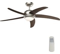 Ventilador de techo Wiltec, diámetro 136 cm, con 5 aspas. Ventilador con 3 velocidades e iluminación, incluye mando a distancia, temporizador, modo verano e invierno