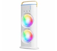 Ventilador de Torre de Pulverización de Doble Cabezal, Humidificador de Niebla de Control, Ventilador de Escritorio Recargable Giratorio Ajustable de 180° con Luz Ambiental Colorida