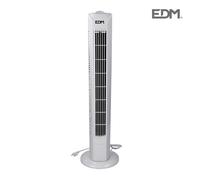 EDM Ventilador de Torre, 45W, 3 Velocidades, Oscilante, Caudal de Aire 1920 m³/h, 60dB Silencioso, Blanco, 21x78 cm