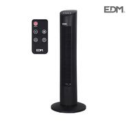 Edm - Ventilador de Torre con Mando a Distancia, 60W, Oscilante 60°, 3 Velocidades, Silencioso 54.8 dB, Depósito para Aromas, Color Negro, 28 x 78.3 cm