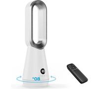 Ventilador de torre sin aspas - Ventilador de pie - Enfriamiento silencioso - 8 niveles de velocidad - Temporizador de 9 horas - Blanco