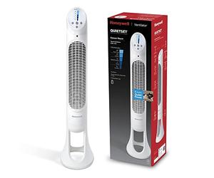 Ventilador doméstico Honeywell QuietSet con 5 velocidades, oscilación de 80°, función de temporizador, función de apagado automático de luz
