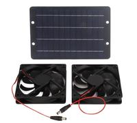 Ventilador dual con panel solar, 10 W, 12 V, 2 A, de ventilación de escape portátil para exteriores, para invernadero, gallinero, material plástico de silicona resistente, diseño