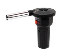 Ventilador eléctrico para estufas de leña, chimeneas y fogatas - Soplador portátil de barbacoa de mano con construcción de PP + aleación de aluminio, 143 x 70 x 130 mm, color negro