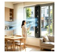Ventilador horizontal, Extractor Vertical Retráctil para Ventana | Ventiladores de ventana con control de velocidad del viento, para dormitorios, espacios(145-155cm/57.09-61.02in)