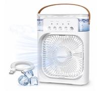 Ventilador Humidificador Portátil USB 5 Salidas de Aire | 3 Velocidades | Luz LED 7 Colores | Temporizador 1H/2H/3H