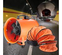 Ventilador industrial - Ventilador para construcción - Ventilador de desplazamiento de aire - Soplador - Conducto de aire de PVC - Versión naranja