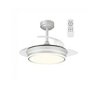 wonderlamp - Ventilador de techo con luz LED, aspas retráctiles Perla Mini, Motor DC muy Silencioso, 3 CCT Regulable 46W gris