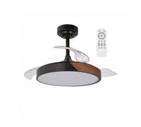 wonderlamp - Ventilador de techo retráctil con aspas plegables, Ventilador de techo con luz y mando LED 46W Terno Mini Negro 3 CCT Regulable