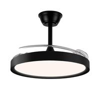 CristalRecord Lighting Ventilador de techo LED Polaris 3CCT aspas retráctiles 43W 4430 lm Negro