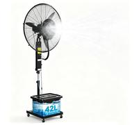 Ventilador Nebulizador con humidificador de 42 L | Ventilador oscilante de 90° con 3 velocidades, 4 ruedas for uso en el hogar, la oficina o el dormitorio