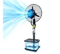Ventilador Nebulizador Industrial de Pie 40L con Ruedas, Refrigeración Exterior para Terraza Restaurante Patio Jardín, Oscilación 120°, 3 Velocidades, Altura Regulable, Grandes Espacios