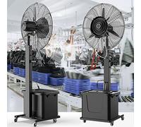 Ventilador nebulizador oscilante, ventilador de pedestal con función de niebla, oscilación de 90°,ventilador de enfriamiento industrial para restaurantes al aire libre, patios, garajes y gimnasios
