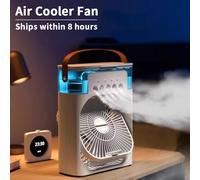 Ventilador nuevo 3 en 1, aire acondicionado, refrigerador de aire pequeño para el hogar, luz LED nocturna, humidificador portátil, ventilador de ajuste de aire, ventilador para oficina y hogar White
