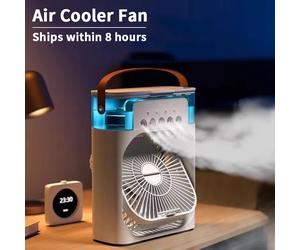 Ventilador nuevo 3 en 1, aire acondicionado, refrigerador de aire pequeño para el hogar, luz LED nocturna, humidificador portátil, ventilador de ajuste de aire, ventilador para oficina y hogar White
