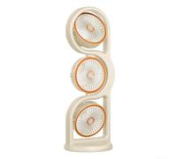 Ventilador oscilante USB compacto con inclinación de 360°, 5 velocidades ajustables, giro de 105°, ventilador de torre portátil para escritorio, hogar, oficina, dormitorio (tercer prinbeige)