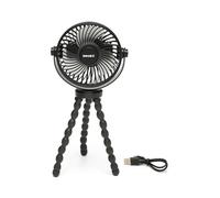 Ventilador para cochecitos Dooky Deluxe, ventilador universal con clip, aspas de espuma blanda, flexible en 360°, para cochecitos, sillas de bebé y parques infantiles, funciona con pilas, negro.