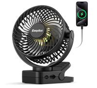 Ventilador portátil con clip, luz LED y base magnética, batería de 13000 mAh, ventilador USB recargable para tiendas de campaña y mesas