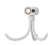 Ventilador portátil con clip para cochecito de bebé con función de refrigeración recargable con patas flexibles tipo pulpo para posicionamiento de 360° aspas ocultas y seguras (blanco).