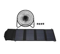 Ventilador portátil con panel solar de 14 W y 8 pulgadas, con doble puerto USB para cargar el teléfono, ideal para picnics al aire libre.
