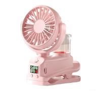 Ventilador Portátil con Spray y Clip Recargable USB Giro 360° 4 Modos Aire para Cochecito Dormitorio 11.6cm(2)