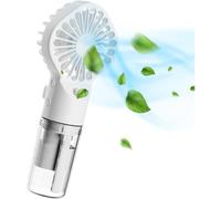 Ventilador Portátil nebulizador, humidificación silenciosa, Mini Ventilador de mano Recargable Cuatro velocidades del Viento con pulverización Agua para Exteriores, Oficina, Campamento White