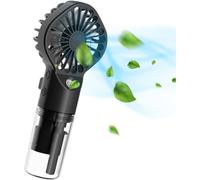 Ventilador Portátil nebulizador, humidificación silenciosa, Mini Ventilador de mano Recargable Cuatro velocidades del Viento con pulverización Agua para Exteriores, Oficina, Campamento Black