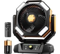 Ventilador portátil para camping - Batería de 40000 mAh - 8 velocidades - Con control remoto - Luz LED