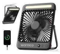 Ventilador portátil para camping, con batería de 20000 mAh, luz LED y autonomía de 48 horas