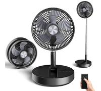 Ventilador portátil plegable - Suelo y mesa - Batería 21 h - 4 velocidades - Mando a distancia - Negro