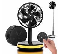 Ventilador portátil, ventilador inalámbrico con batería, 4 velocidades, iluminación LED, control remoto