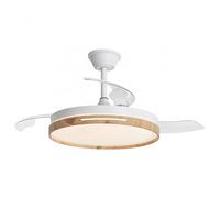 Ventilador Retráctil con Iluminación LED 3CCT 30W Motor DC, 36W Luz, Motor Silencioso DC130, 6 Velocidades, Blanco, Control Remoto, 3 Temperaturas de Color OstarkDom-LEDUNI z