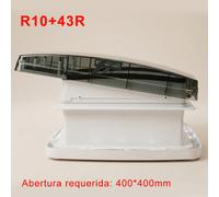 Ventilador RV 12V - 10 vel. reversible + mando - 1200 m³/h - Motor DC silencioso - Luz LED 3 colores - Tamaño 400x400 - Certificaciones 43R R10 A.