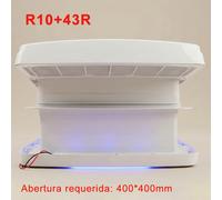 Ventilador RV 12V - 10 vel. reversible + mando - 1200 m³/h - Motor DC silencioso - Luz LED 3 colores - Tamaño 400x400 - Certificaciones 43R R10 B.