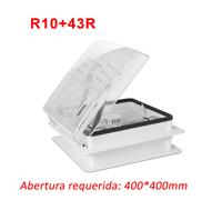 Ventilador RV 12V - 10 vel. reversible + mando - 1200 m³/h - Motor DC silencioso - Luz LED 3 colores - Tamaño 400x400 - Certificaciones 43R R10 D.