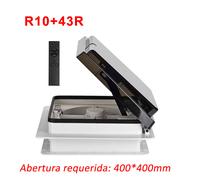 Ventilador RV 12V - 10 vel. reversible + mando - 1200 m³/h - Motor DC silencioso - Luz LED 3 colores - Tamaño 400x400 - Certificaciones 43R R10 E