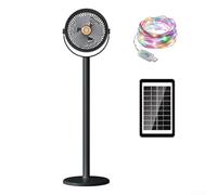 Ventilador solar plegable de pie con luces LED RGB, ventilador de pedestal portátil recargable USB de 5 velocidades, ventilador de escritorio telescópico silencioso para el hogar, camping al aire