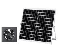 Ventilador solar VEVOR de 20W, panel solar de 12V con ventilador y batería, velocidad máxima de 2030 RPM. Flujo de aire de 374 m³/h, 4,3 m/s. Ventilador de extracción solar para gallineros pequeños y